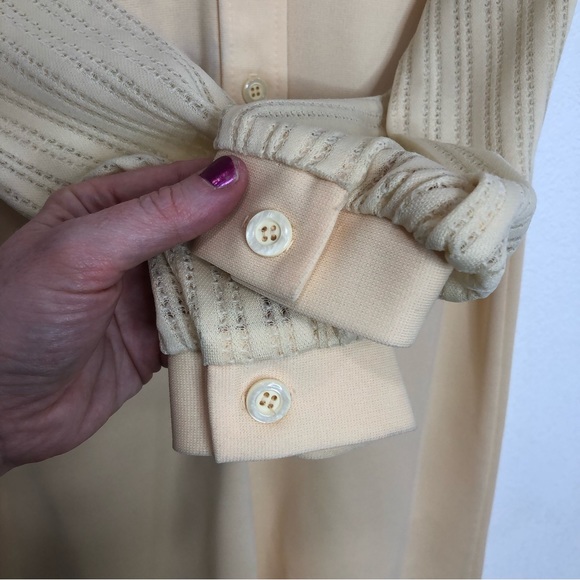 Vintage Lady Blair Midi Shirt Dress Long Sleeve Tie Waist Butter Yellow - Picture 7 of 15